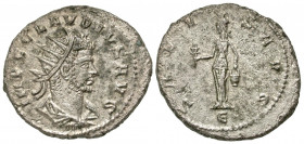 Claudius II Gothicus. A.D. 268-270. AR antoninianus (21.7 mm, 3.91 g, 5 h). Antioch mint, struck A.D. 268-269. IMP C CLAVDIVS AVG, radiate, draped, an...