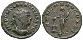 Tacitus. A.D. 275-276. AE antoninianus (22.5 mm, 4.20 g, 11 h). Ticinum mint, struck A.D. 276. IMP C M CL TACITVS AVG, radiate, draped and cuirassed b...