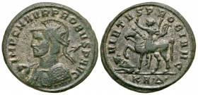 Probus. A.D. 276-282. AE antoninianus (23.4 mm, 3.88 g, 12 h). Serdica mint, struck A.D. 277. IMP C M AVR PROBVS P AVG, radiate, helmeted, and cuirass...