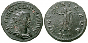Carus. A.D. 282-283. AE antoninianus (21.9 mm, 3.66 g, 5 h). Rome mint. IMP C M AVR CARVS P F AVG, radiate, draped, and cuirassed bust of Carus right ...