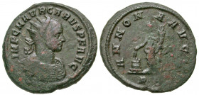 Carus. A.D. 282-283. AE antoninianus (22.4 mm, 3.84 g, 1 h). Rome mint, struck A.D. 282. IMP C M AVR CARVS P F AVG, radiate and cuirassed bust of Caru...