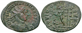 Maximianus. First reign, A.D. 286-305. AE follis (23.6 mm, 3.44 g, 7 h). Ticinum mint, struck A.D. 290. IMP C M VAL MAXIMIANVS AVG, radiate, draped an...