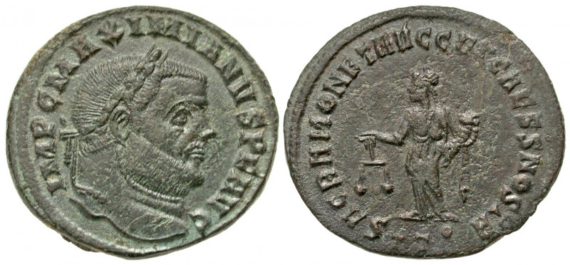 Maximianus. First reign, A.D. 286-305. AE follis (27.5 mm, 6.88 g, 1 h). Ticinum...
