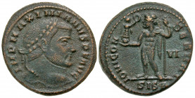 Maximianus. As Senior Augustus (I), A.D. 305-307. AE follis (28.0 mm, 10.26 g, 12 h). Siscia mint, struck A.D. 305-307. IMP MAXIMIANVS P F AVG, laurea...