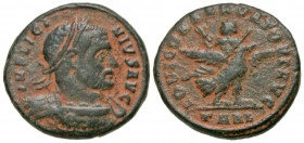 Licinius I. A.D. 308-324. AE reduced follis (17.8 mm, 3.03 g, 6 h). Arles mint, struck A.D. 319. IMP LICINIVS AVG, laureate and cuirassed bust of Lici...