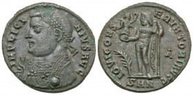 Licinius I. A.D. 308-324. AE follis (19.2 mm, 2.71 g, 1 h). Nicomedia mint, struck A.D. 317-318. IMP LICINIVS AVG, laureate and mantled bust of Licini...
