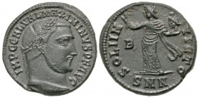 Maximinus II Daza. A.D. 309-313. AE follis (20.7 mm, 4.49 g, 1 h). Nicomedia mint, struck A.D. 312. IMP C GAL VAL MAXIMINVS P F AVG, laureate head of ...