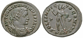 Constantine I. A.D. 307/10-337. AE follis (24.2 mm, 4.10 g, 6 h). London mint, struck A.D. 310. IMP CONSTANTINVS P F AVG, laureate, draped and cuirass...