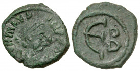 Maurice Tiberius. 582-602. AE pentanummium (14.9 mm, 1.57 g, 7 h). Constantinople mint. D N MAVRIC P P AV, pearl-diademed, draped, and cuirassed bust ...