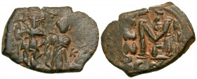Heraclius. 610-641. AE follis (29.7 mm, 6.15 g, 1 h). Constantinople mint, dated RY 22 = 631/2. Heraclius on left, and Heraclius Constantine on right,...