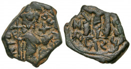 Constans II. 641-668. AE follis (23.1 mm, 4.57 g, 7 h). Constantinople mint, dated RY 6 = 647/8. ЄN TYTO NIKA, beardless facing bust of Constans II we...