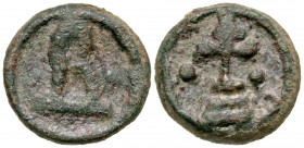 Basil I, the Macedonian. 867-886. AE 18 (18.3 mm, 5.37 g, 6 h). Cherson mint, struck ca. 879-886. Large B on exergual line; · to either side / Cross f...