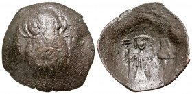 Latin Rulers of Constantinople. 1204-1261. BI trachy (23.9 mm, 1.52 g, 7 h). Constantinople mint. The Virgin Mary, nimbate, seated facing on throne wi...