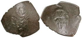 Latin Rulers of Constantinople. 1204-1261. BI trachy (23.5 mm, 2.07 g, 7 h). Constantinople mint. Christ seated facing on throne, wearing nimbus, pall...