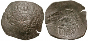 Latin Rulers of Constantinople. 1204-1261. BI trachy (24.2 mm, 1.65 g, 7 h). Constantinople mint. The Virgin Mary, nimbate, seated facing on throne; h...