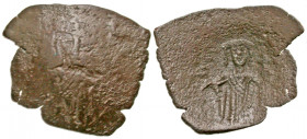 Latin Rulers of Constantinople. 1204-1261. BI trachy (19.1 mm, 0.82 g, 1 h). Constantinople mint. Christ seated facing on throne, wearing nimbus, pall...