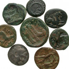 [Greek]. Lot of eight Thraco-Macedonian Coins. Lot of eight Thraco-Macedonian coins. Thrace, Kallatis, AR tetrobol; the rest AE: Thrace, Panticapaion;...