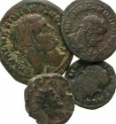 [Roman Imperial]. Lot of four Tetrarchic era AE. Lot of four Tetrarchic era AE. Galarius follis, Cyzicus, Galerius quarter follis, Siscia, Allectus an...