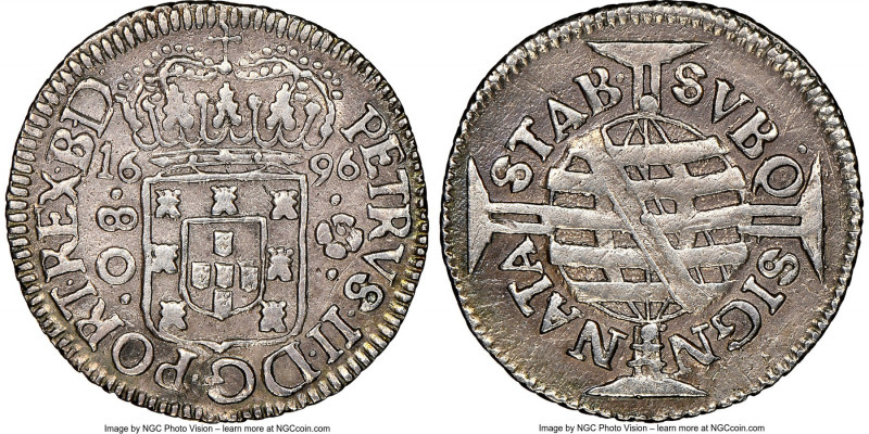 Pedro II 80 Reis 1696-(B) VF Details (Scratches) NGC, Bahia mint, KM78, LMB-116,...