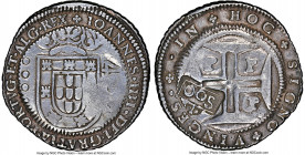 Pedro II Counterstamped 500 Reis ND (1688) XF Details (Cleaned) NGC, KM36, LMB-98, Bentes-59.03. C/S (AU Standard). Type IV crowned "S00" countermark,...