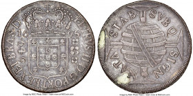 Pedro II "Small Crown" 640 Reis 1695-(B) XF Details (Cleaned) NGC, Bahia mint, KM84, LMB-125, Bentes-74.01. Small crown, with punctuation variety. An ...