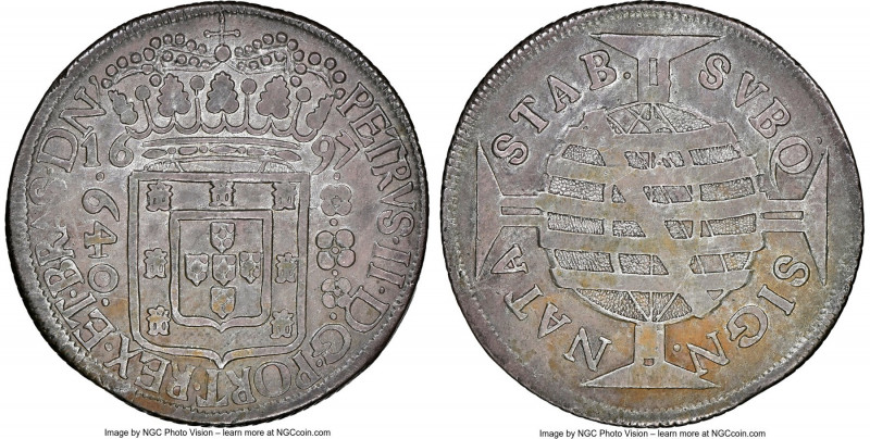 Pedro II 640 Reis 1697-(B) VF35 NGC, Bahia mint, KM84, LMB-127, Bentes-74.08. An...