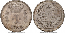 Jose I 300 Reis 1753-B VF25 NGC, Bahia mint, KM178, LMB-212. A rare coin when found without significant post-mint problems, and, as such, one highly s...