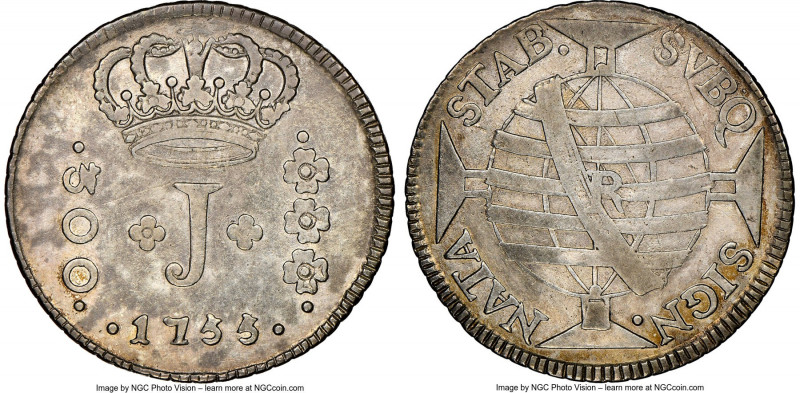Jose I 300 Reis 1755-R VF Details (Plugged) NGC, Rio de Janeiro mint, KM186, LMB...