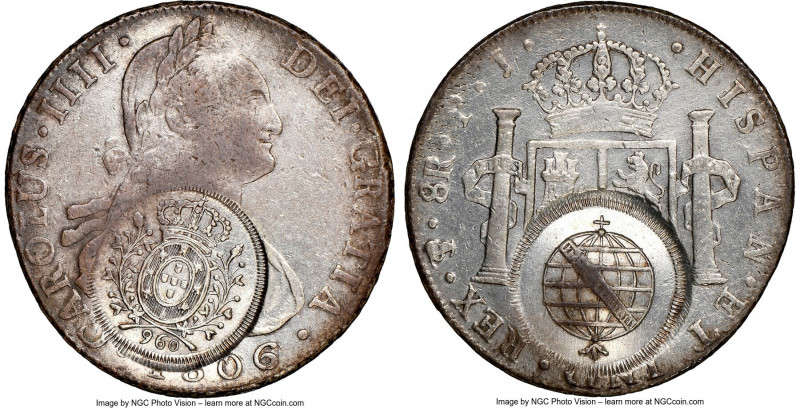 Minas Gerais. João Prince Regent Counterstamped 960 Reis ND (1808) VF Details (C...