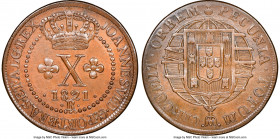 João VI 10 Reis 1821-R MS63 Brown NGC, Rio de Janeiro mint, KM314.1, LMB-503, Bentes-467.11. A choice representative with a mellow patina, tied for th...