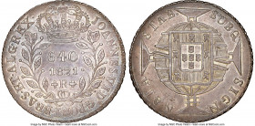 João VI 640 Reis 1821-R AU58 NGC, Rio de Janeiro mint, KM325.2, LMB-474. Steely toned with an icy luster concentrating around the raised features and ...