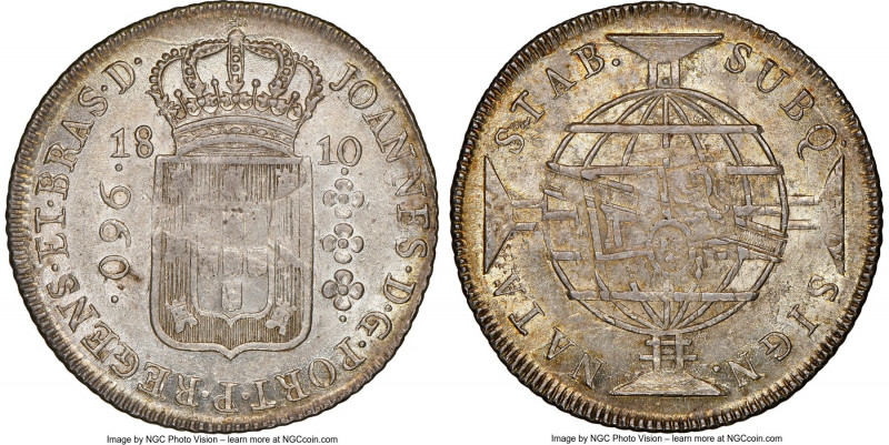 João Prince Regent 960 Reis 1810-R MS63 NGC, Rio de Janeiro mint, KM307.3, LMB-4...