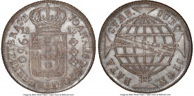 João Prince Regent 960 Reis 1813-R MS62 NGC, Rio de Janeiro mint, KM307.3, LMB-423, Bentes-335.08. A steely offering with cornflower-blue silhouettes ...