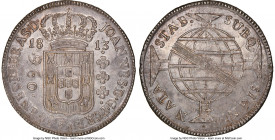 João Prince Regent 960 Reis 1813-B AU58 NGC, Bahia mint, KM307.1, LMB-398a, Bentes-333.09. REGENES variety. Certified just shy of Mint State designati...