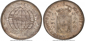 João Prince Regent 960 Reis 1814-R MS62 NGC, Rio de Janeiro mint, KM307.3, LMB-424, Bentes-335.14. Certified just shy of Choice Mint State and veiled ...