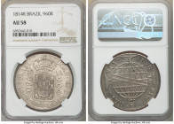 João Prince Regent 960 Reis 1814-R AU58 NGC, Rio de Janeiro mint, KM307.3, LMB-424, Bentes-335.14. Exceedingly little actual wear is visible across th...