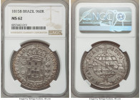 João Prince Regent 960 Reis 1815-B MS62 NGC, Bahia mint, KM307.1, LMB-400, Bentes-333.12. Undeniably uncirculated and displaying even, argent surfaces...