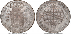 João Prince Regent 960 Reis 1815-R AU58 NGC, Rio de Janeiro mint, KM307.3, LMB-425, Bentes-335.16. Steel-blue accents punctuate reflective argent fiel...