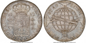 João Prince Regent 960 Reis 1817-R MS63 NGC, Rio de Janeiro mint, KM307.3, LMB-427, Bentes-335.23. Overstruck on an Argentina 8 Soles, notable for the...