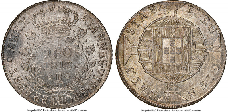 João VI "Wreath Obverse" 960 Reis 1818-R MS64+ NGC, Rio de Janeiro mint, KM326.1...