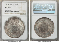 João VI 960 Reis 1819-R MS64+ NGC, Rio de Janeiro mint, KM326.1, LMB-477, Bentes-443.07. Wreath obverse. Wholly enticing with near-Gem Mint State allu...