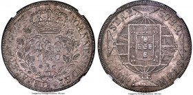 João VI 960 Reis 1820-R MS63 NGC, Rio de Janeiro mint, KM326.1, LMB-478, Bentes-443.13. A very rare overstrike, the undertype being a British Honduras...