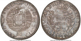 João VI 960 Reis 1821/0-B MS61 NGC, Bahia mint, KM326.2, cf. LMB-463 (overdate not listed). Struck over a Ferdinand VII Bust 8 Reales. A piece struck ...