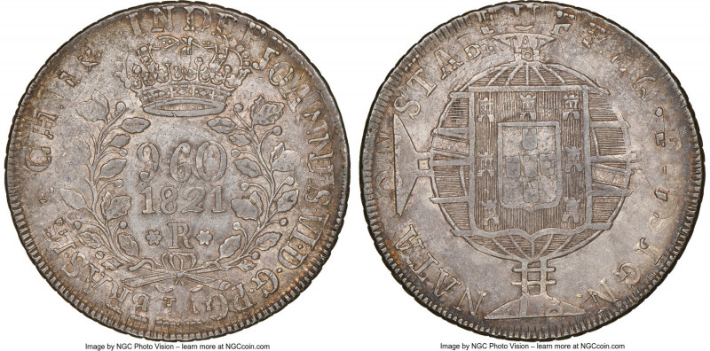 João VI 960 Reis 1821-R AU53 NGC, Rio de Janeiro mint, KM326.1, LMB-479. Struck ...