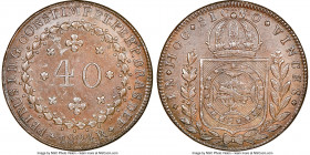 Pedro I 40 Reis 1824-R MS61 Brown NGC, Rio de Janeiro mint, KM363.1, LMB-596A, 490.03. Thick planchet variety. A pleasing Mint State offering with cho...