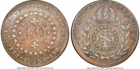 Pedro I 40 Reis 1825-R AU Details (Tooled) NGC, Rio de Janeiro mint, KM363.1, LMB-597, Bentes-490.04. An inviting representative struck slightly off-c...