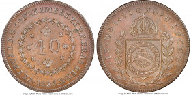 Pedro I 40 Reis 1826-R AU58 Brown NGC, Rio de Janeiro mint, KM363.1, LMB-598, Bentes-490.05. A superb chestnut-brown example with smooth fields and ce...