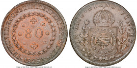 Pedro I 80 Reis 1825-R AU Details (Cleaned) NGC, Rio de Janeiro mint, KM366.1, LMB-615, Bentes-484.03. Well struck with dies exhibiting ample rust to ...