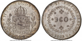 Pedro I 960 Reis 1823-R MS62 NGC, Rio de Janeiro mint, KM368.1, LMB-504. Overstruck on an 1822 Potosi-minted (Bolivian) 8 Reales. 

HID09801242017

© ...