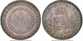 Pedro I 960 Reis 1825-B XF45 NGC, Bahia mint, KM368.2, LMB-510, Bentes-473.05. 28 tulip variety. An uncommon Bahia-minted large denomination with an e...